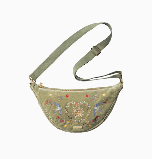 Crossbody Sling Bag-14742 - Earth Goddess Velvet Crossbody Bag-Elizabeth Scarlett