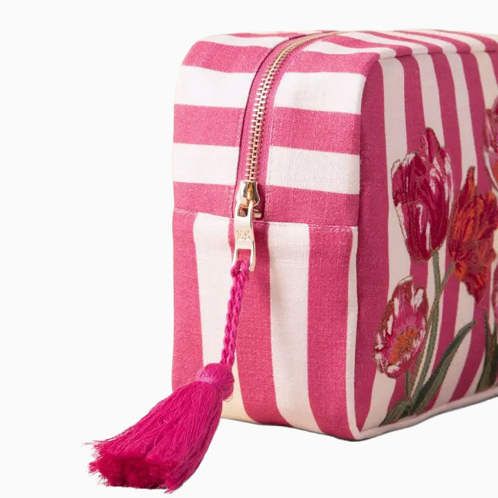 Wash Bag-16647 - Tulip Stripe Cotton Wash Bag-Elizabeth Scarlett
