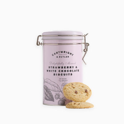 Strawberry & White Chocolate Biscuits Tin - Whistlefish