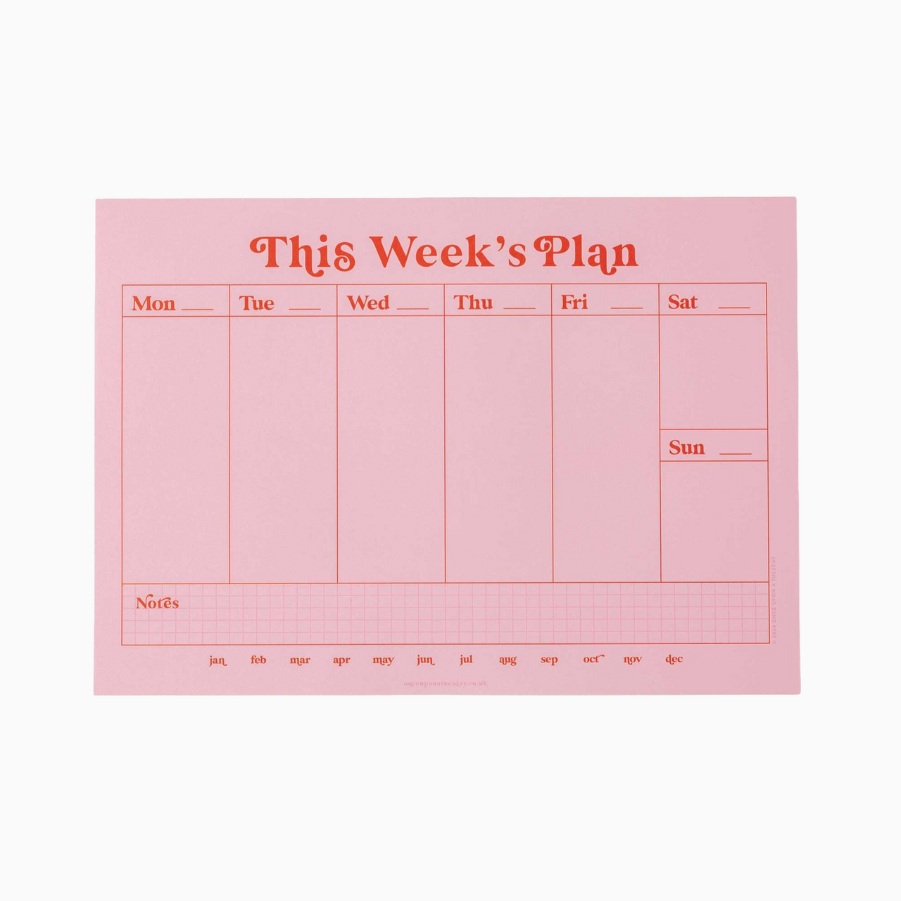 Planner-PAD-WKL-PNR-A4 - Pink & Red Weekly Planner Pad-Good Tuesday