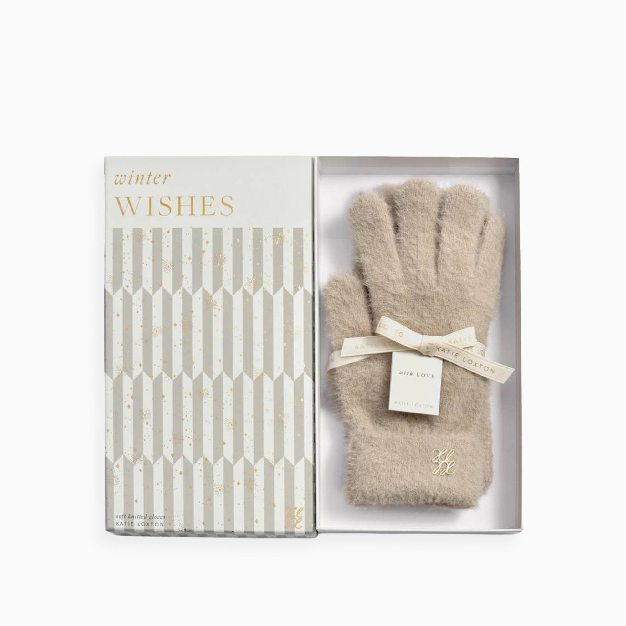 KLS820 - Taupe Soft Knit Gloves in Gift Box