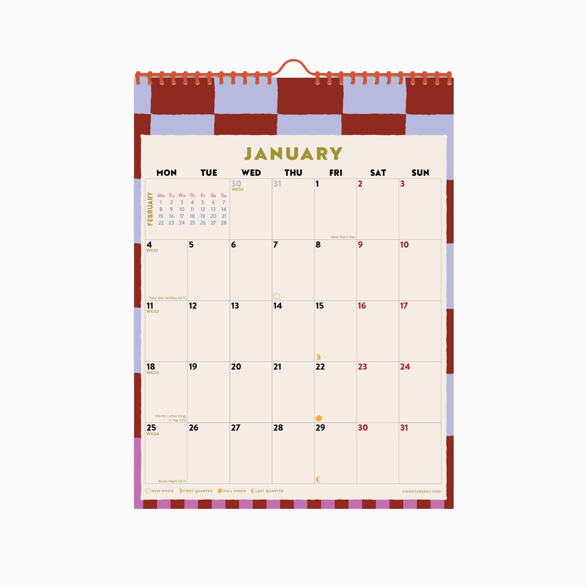 Calendar-CAL-A4-CHS-M - Checks & Stripes A4 2027 Calendar-Good Tuesday