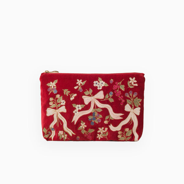 19396 - Berries & Bows Velvet Everyday Pouch Rouge