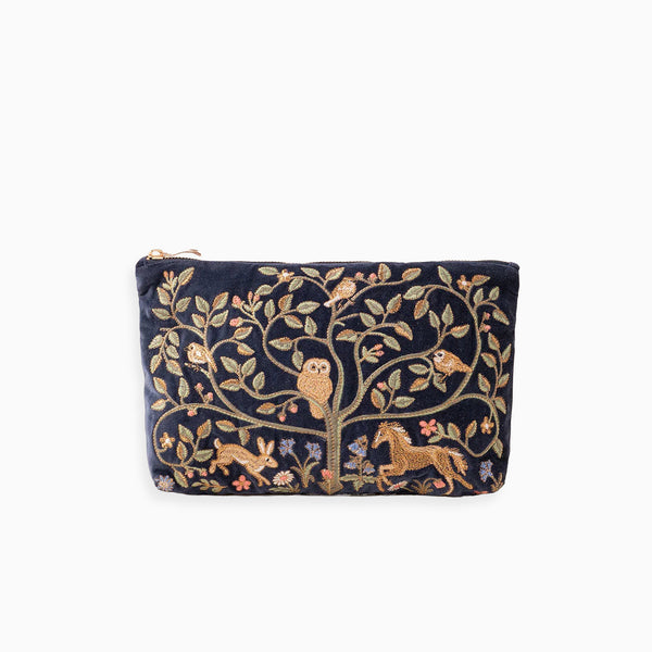 11581 - Tree of Life Velvet Everyday Pouch Indigo