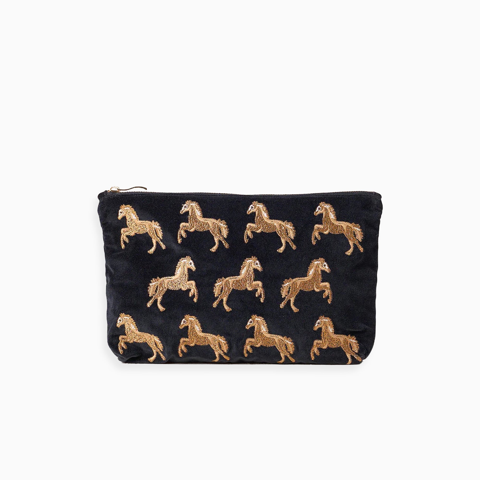 11499 - Wild Horses Velvet Everyday Pouch Charcoal