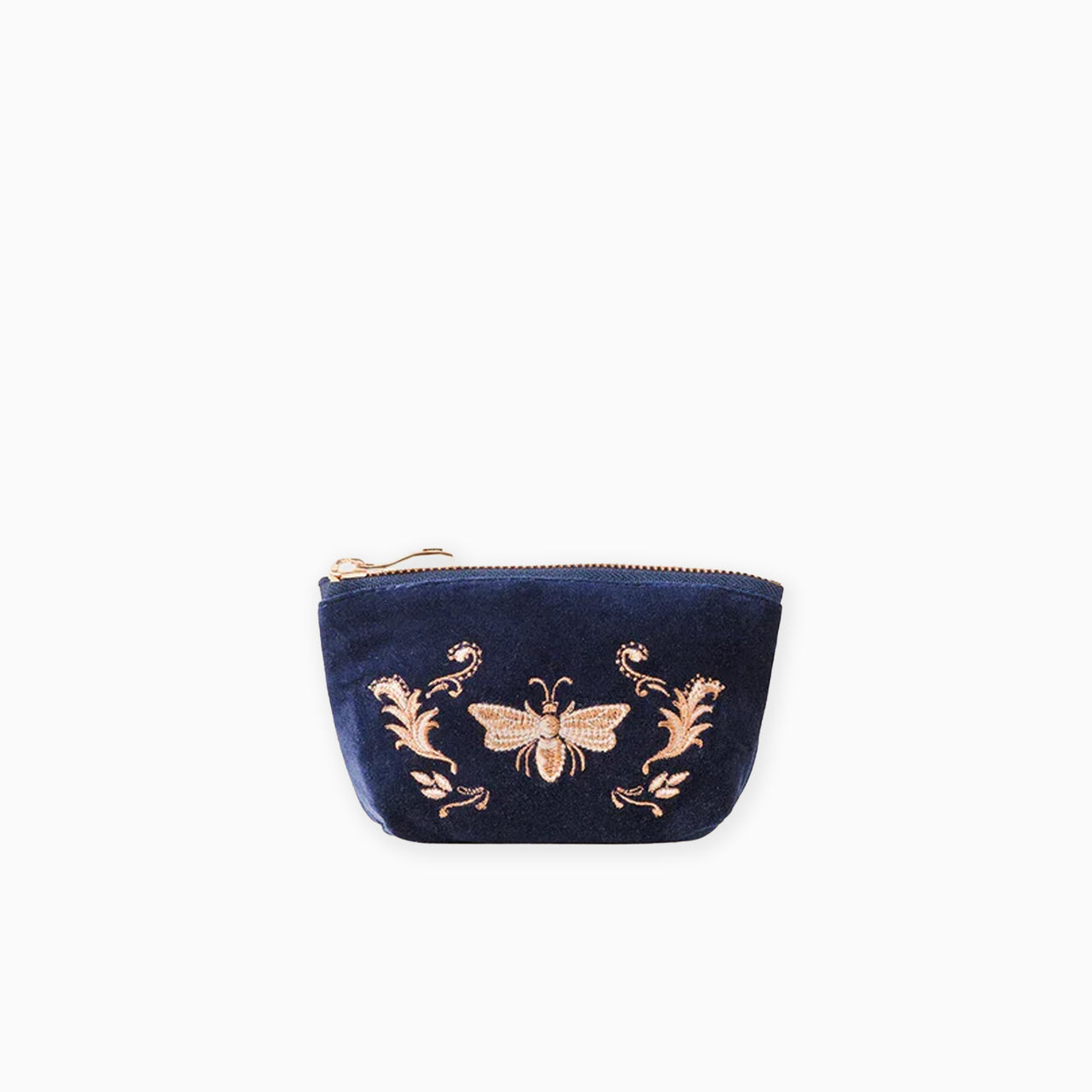 11086 - Provençal Bee Velvet Coin Purse Navy