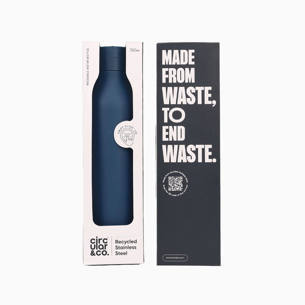 SSB-750ML-C-MI-BLUE - Recycled Steel Bottle Navy