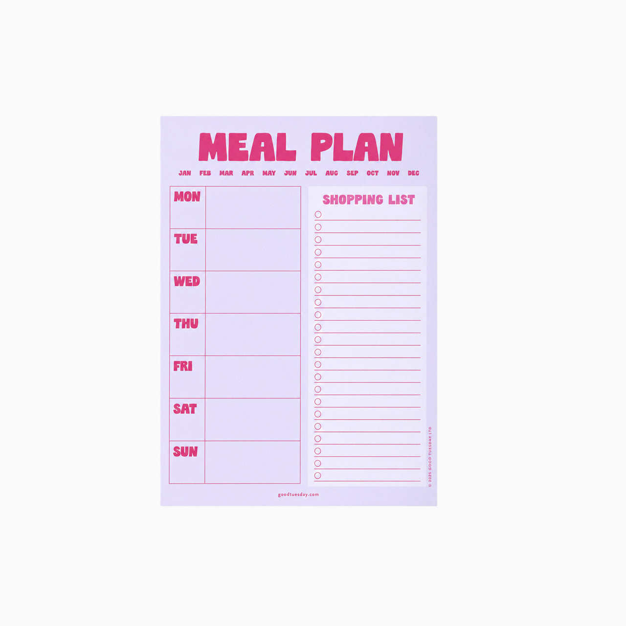 Planner-PAD-MEAL-LAP-A5 - Lilac & Plum Meal Planner-Good Tuesday
