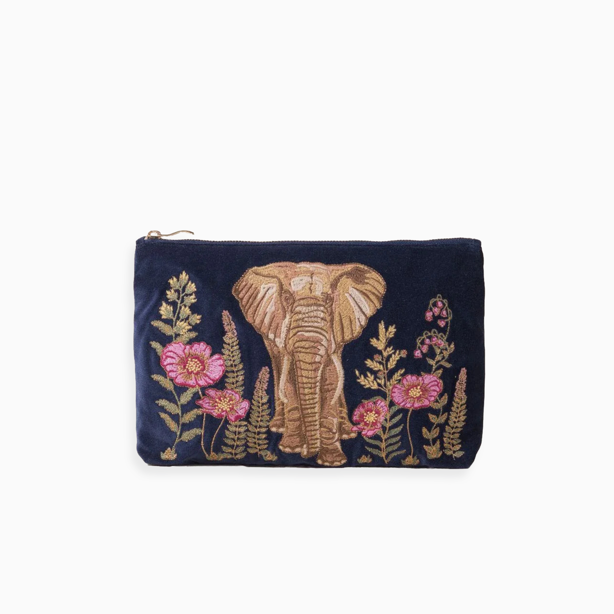 18337 - Botanical Elephant Velvet Everyday Pouch
