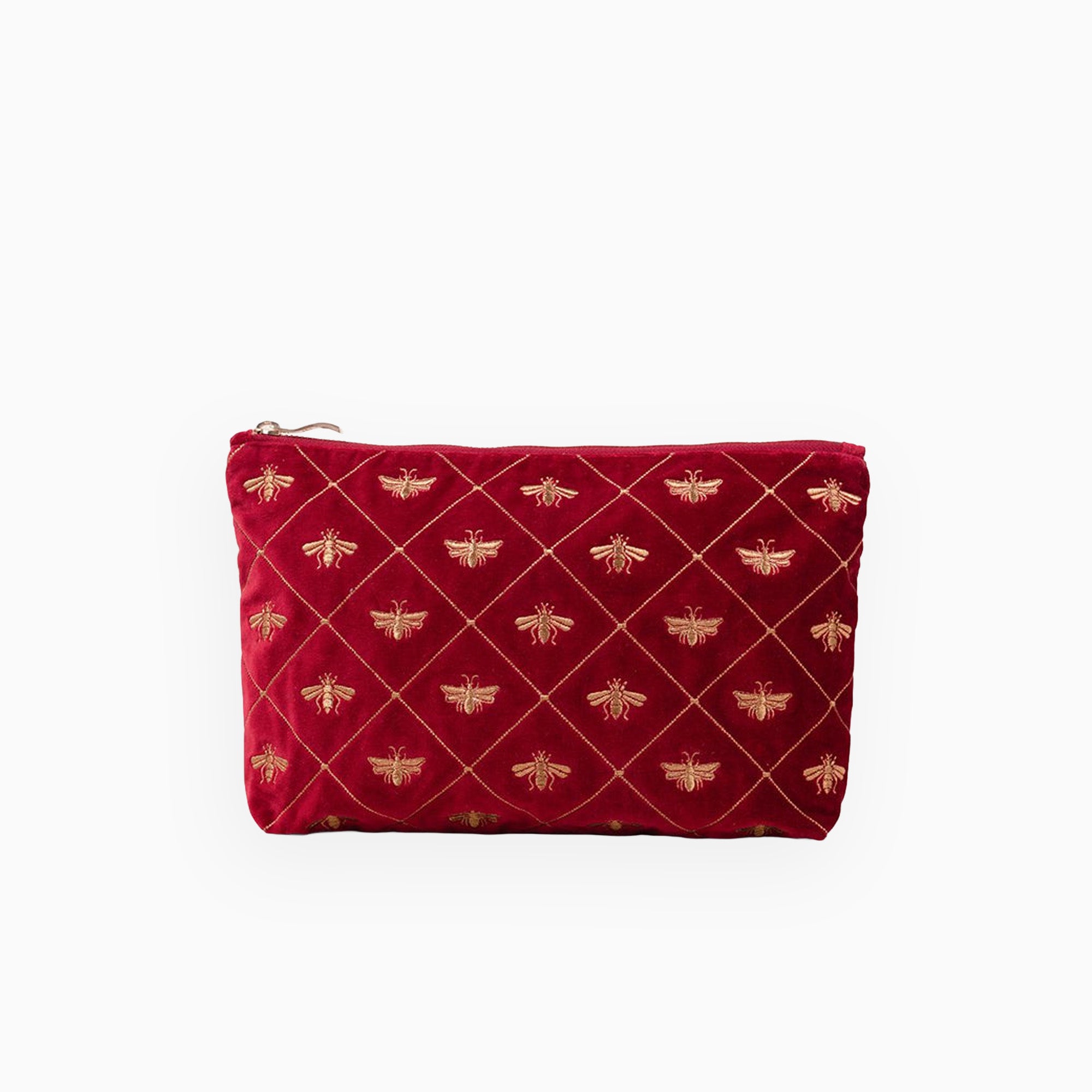 19457 - Bee Trellis Velvet Everyday Pouch Rouge