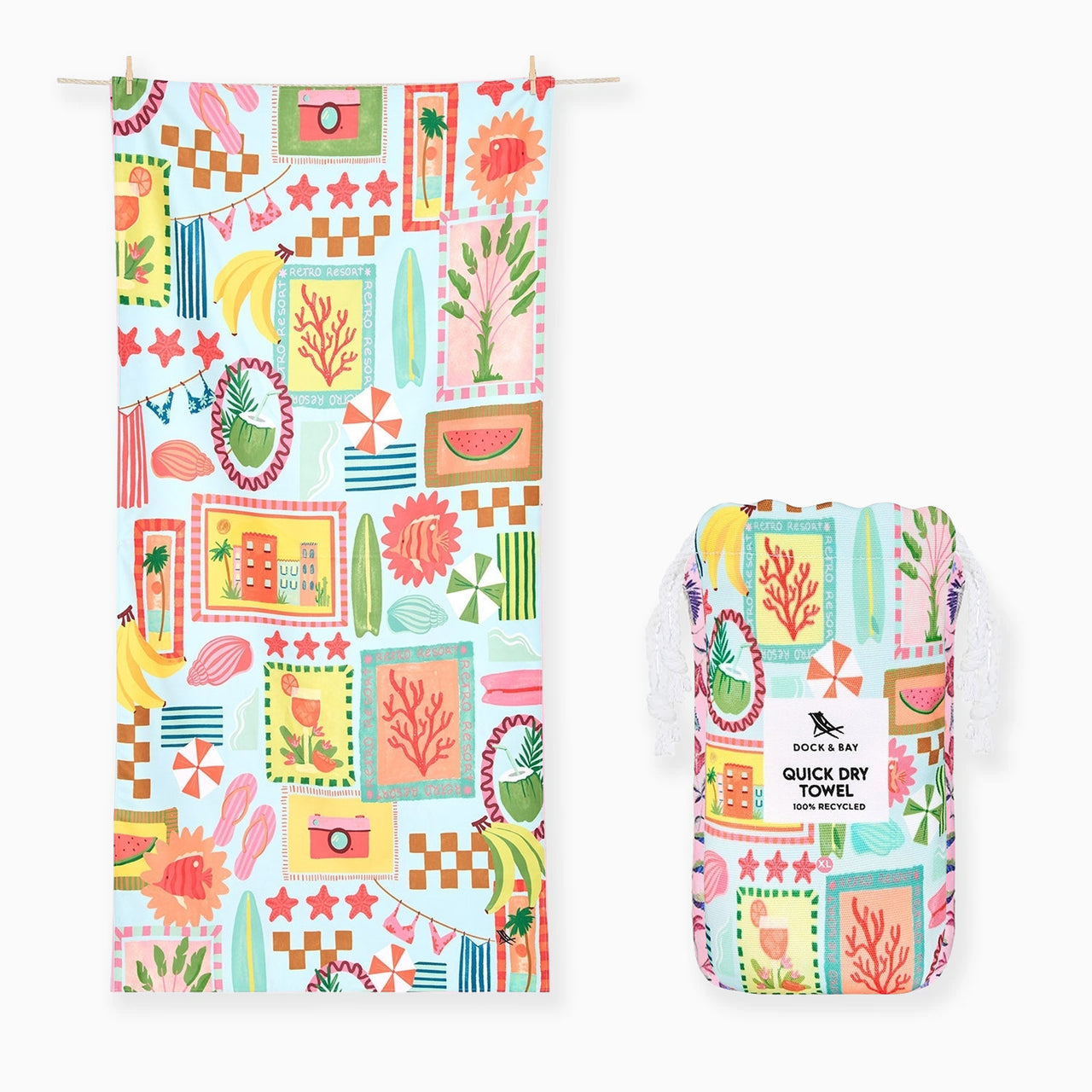 Beach Towel-TOWLB-DES-LG-WYWH - Dock & Bay Quick Dry Towel Wish You Were Here-Dock & Bay