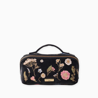 Pressed Flowers Char Open Flat Makeup Bag - Whistlefish