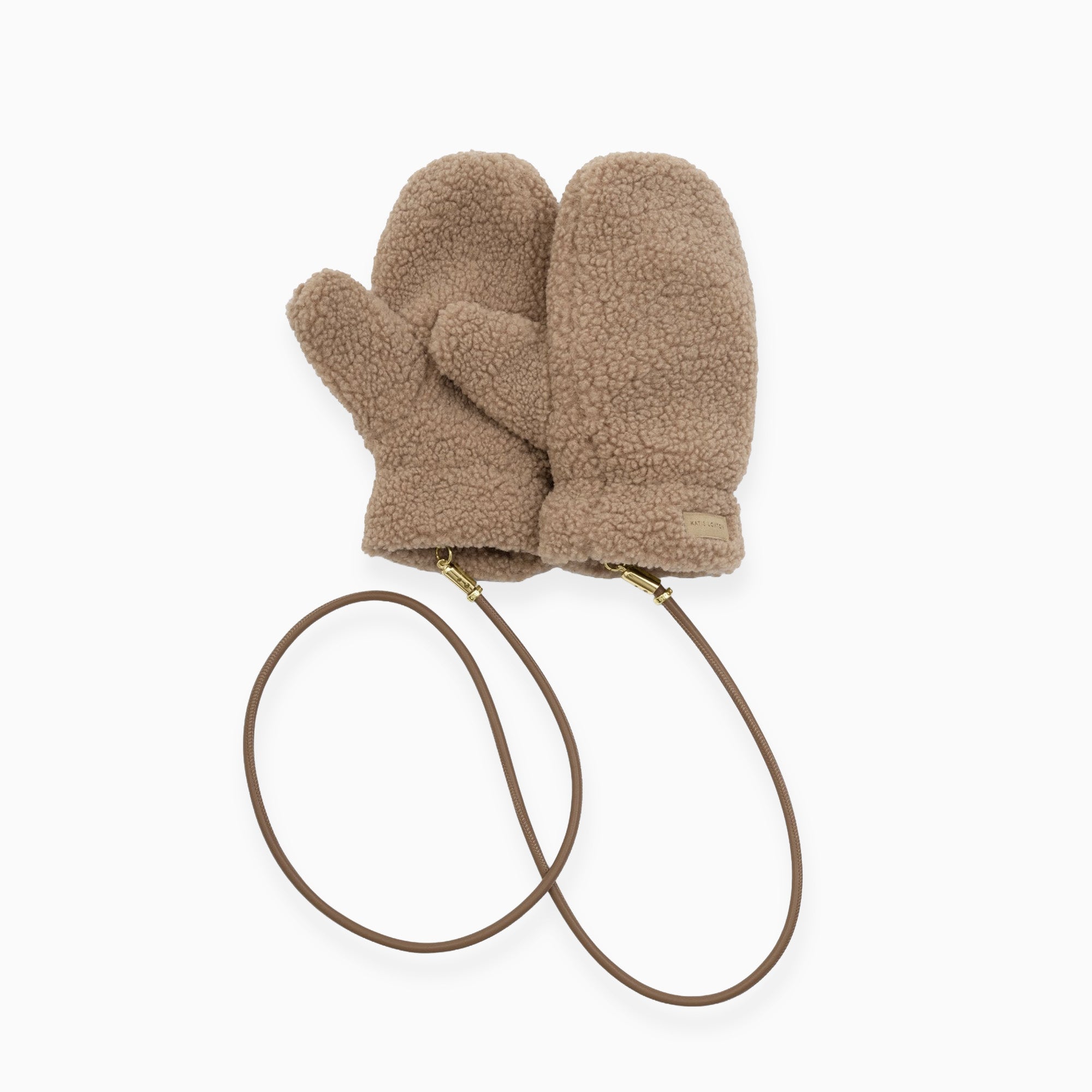KLS882 - Faux Fur Mittens with Cord in Chocolate