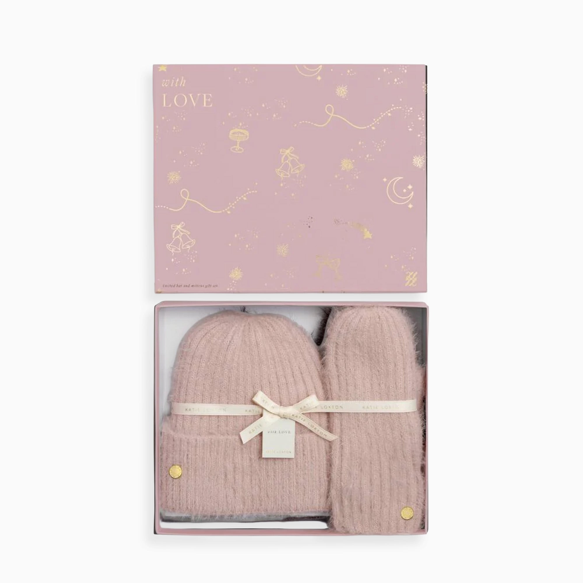 KLS834 - Blush Pink Hat And Mitten Gift Set