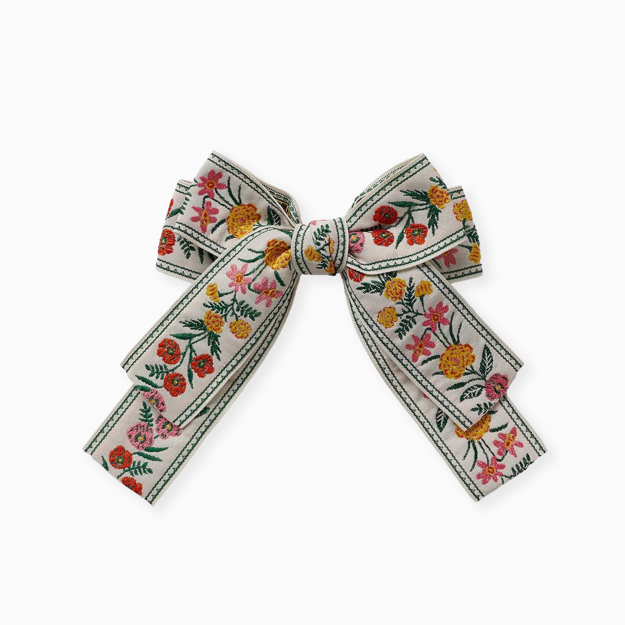 HAB001 - Garden Study Jacquard Ribbon Bow Clip