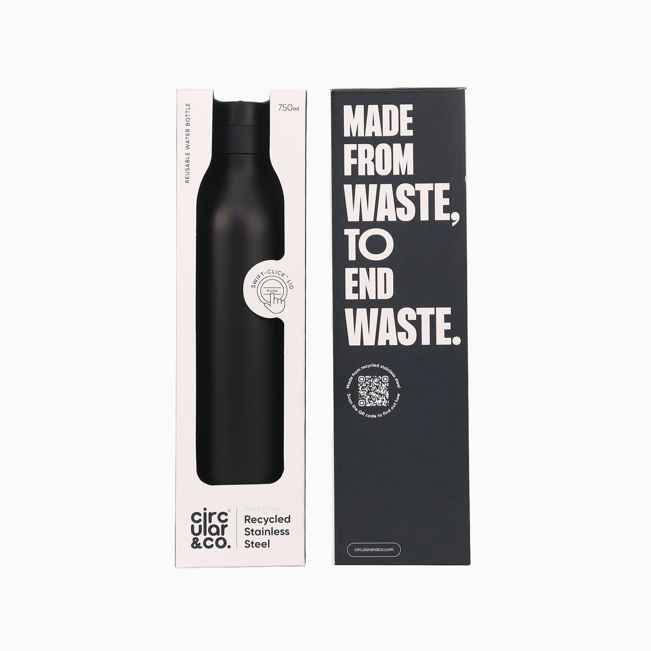 SSB-750ML-C-IN-BLACK - Recycled Steel Bottle Black