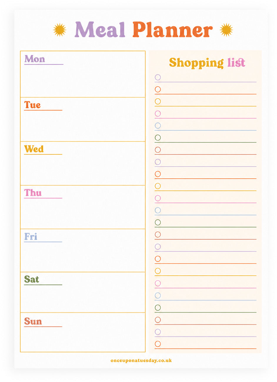 Planner-CO-MEAL-PAD-A5 - Colourful Meal Planner-Good Tuesday