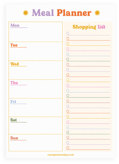 Colourful Meal Planner - Whistlefish