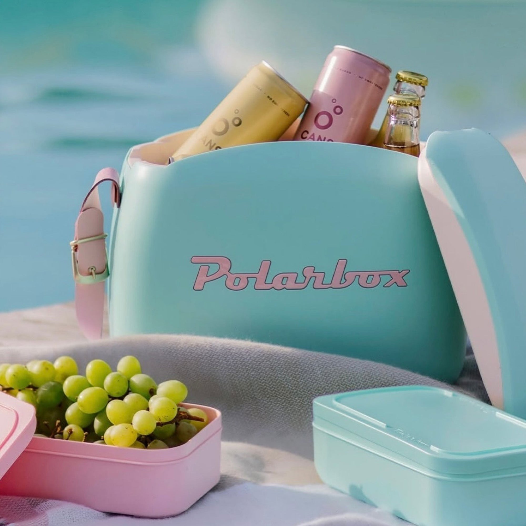 PLB6/V/RPOP - 6L Retro Coolbag Cyan Baby Rose