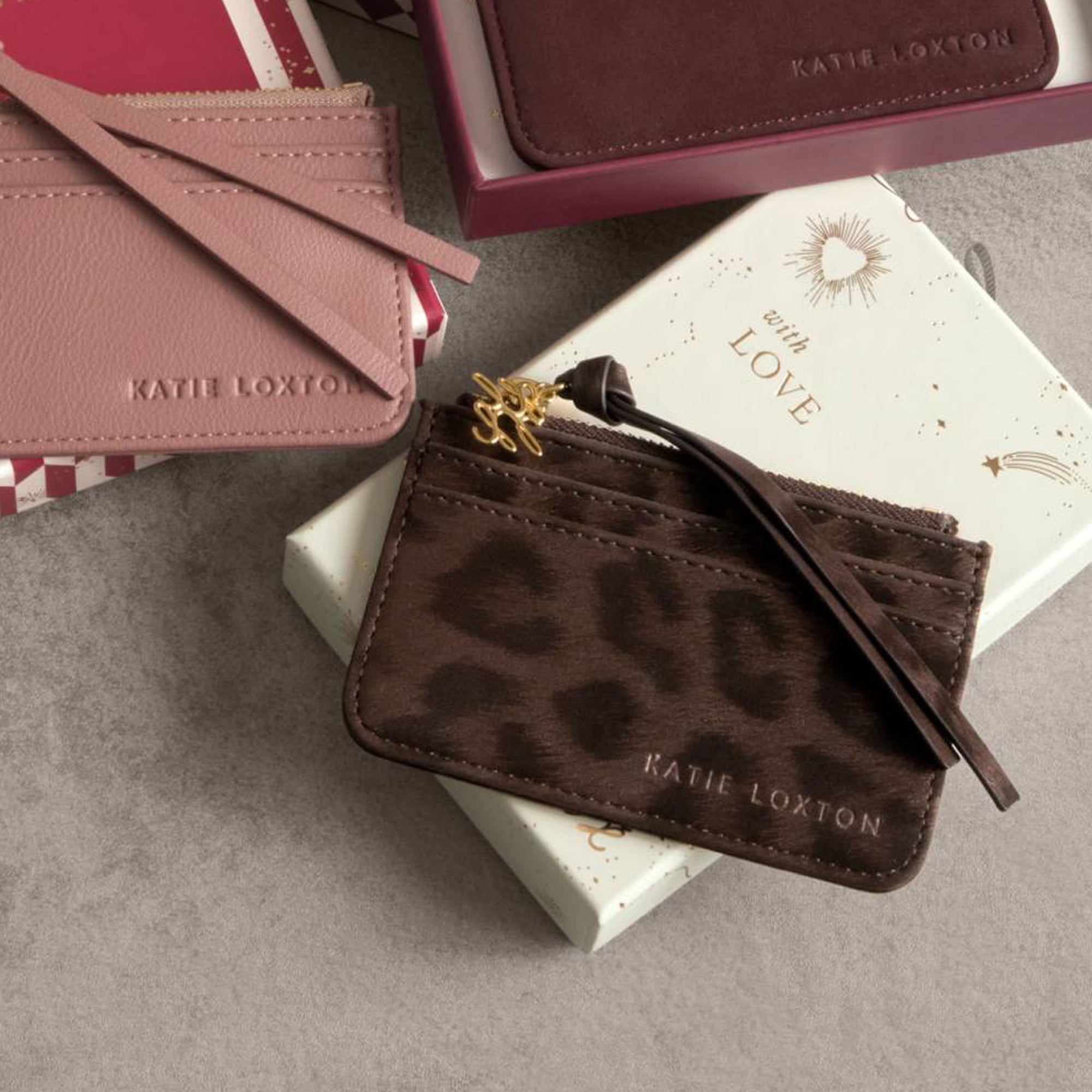 KLB4658 - Chocolate Leopard Coin and Card Holder in Gift Box