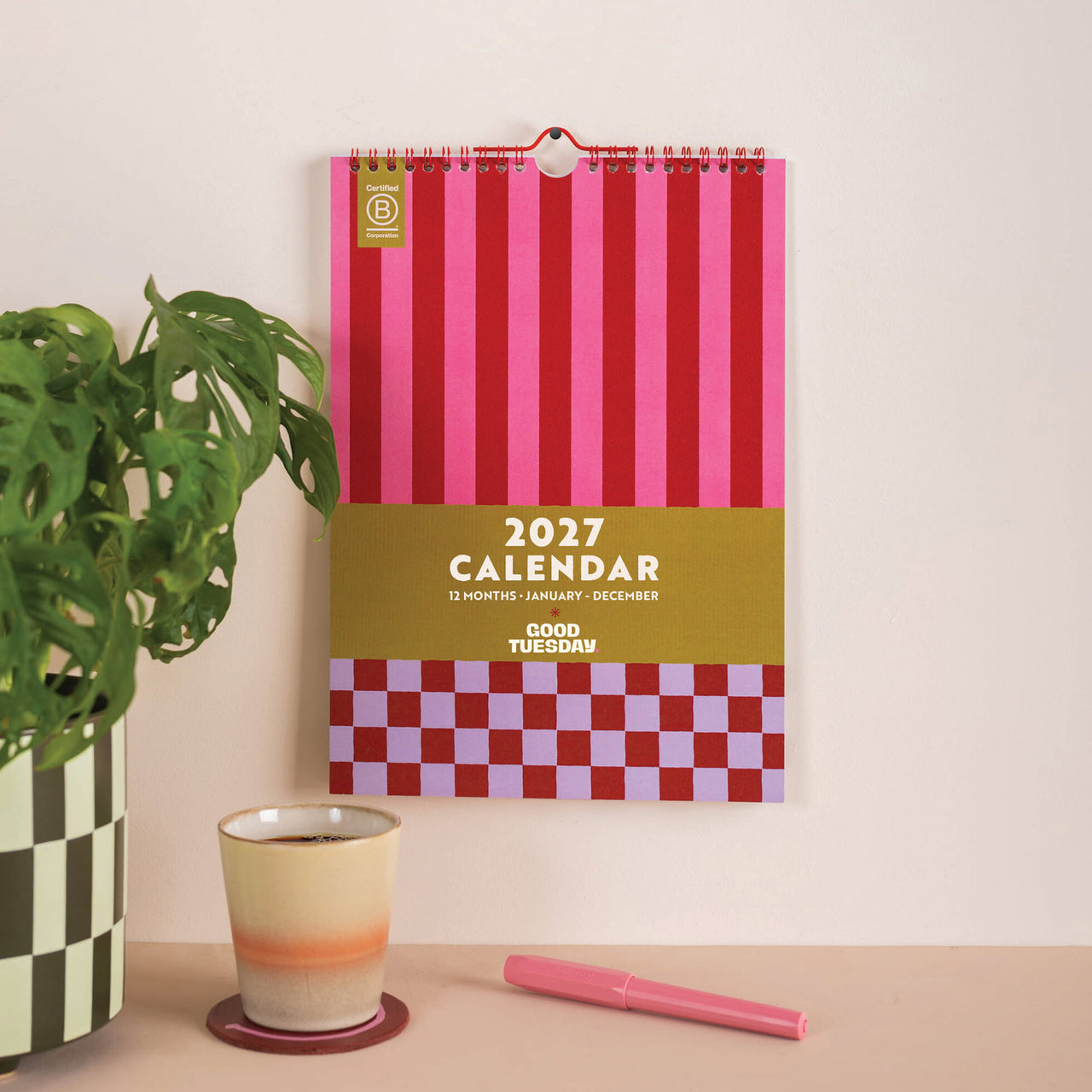 Calendar-CAL-A4-CHS-M - Checks & Stripes A4 2027 Calendar-Good Tuesday