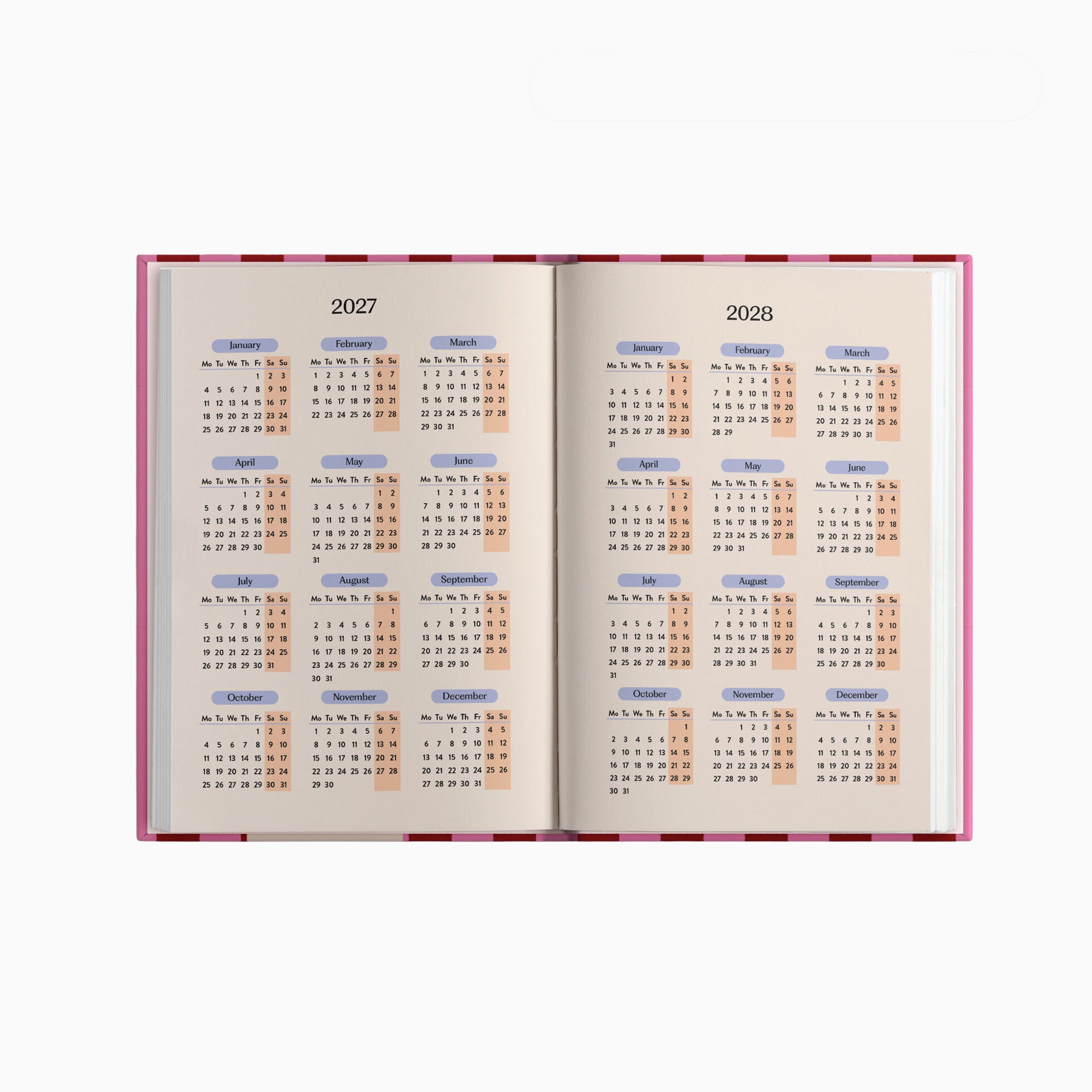 Diary-DIARY-A5-PNR - 2027 Pink & Red Stripe A5 Diary-Good Tuesday