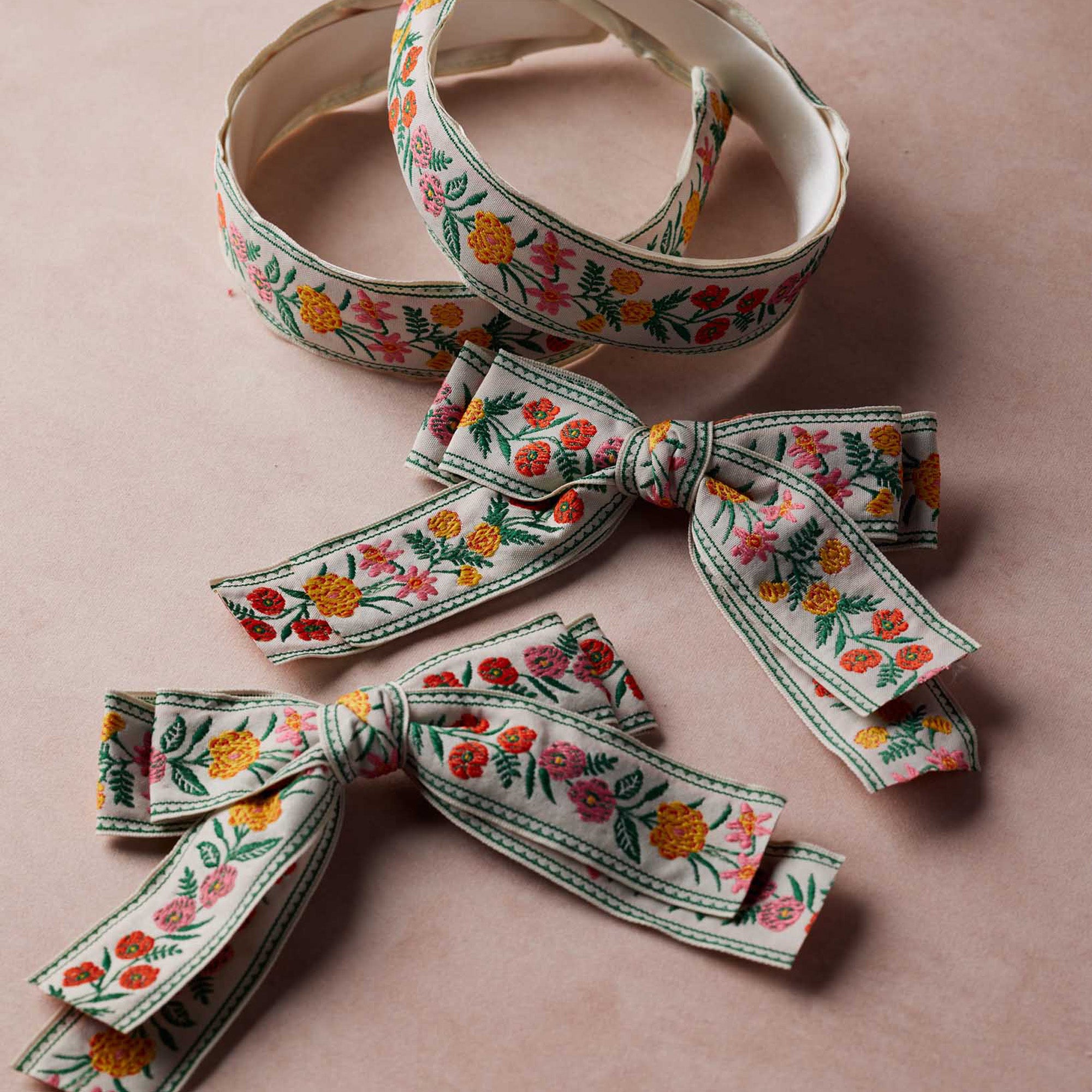 HAB001 - Garden Study Jacquard Ribbon Bow Clip