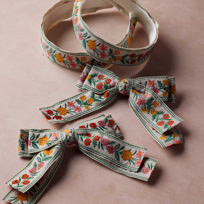 Garden Study Jacquard Ribbon Bow Clip - Whistlefish
