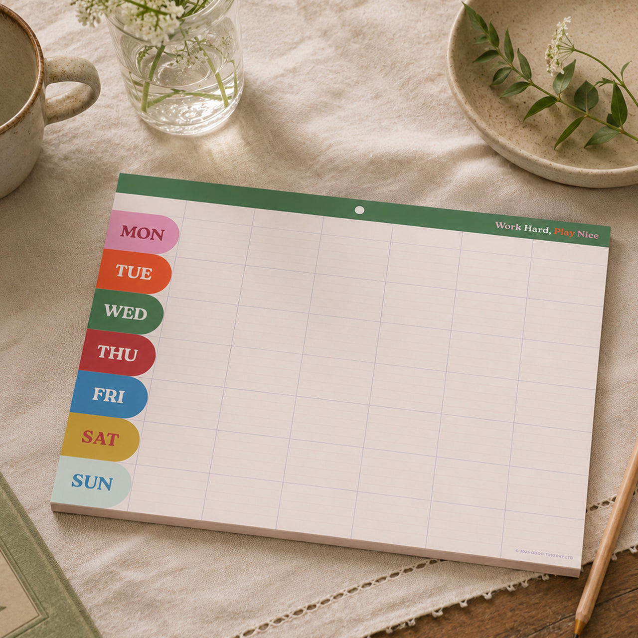 Planner-PAD-MON-WHPN-A4 - Work Hard, Play Nice Planner Pad-Good Tuesday