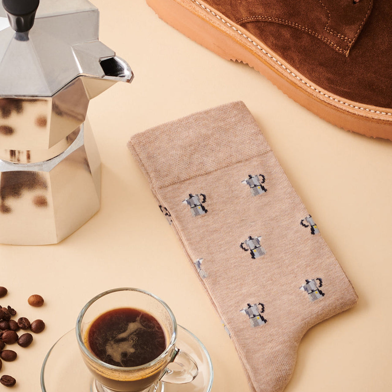 SING-BARI-BEIG-712 - The Barista Beige Socks