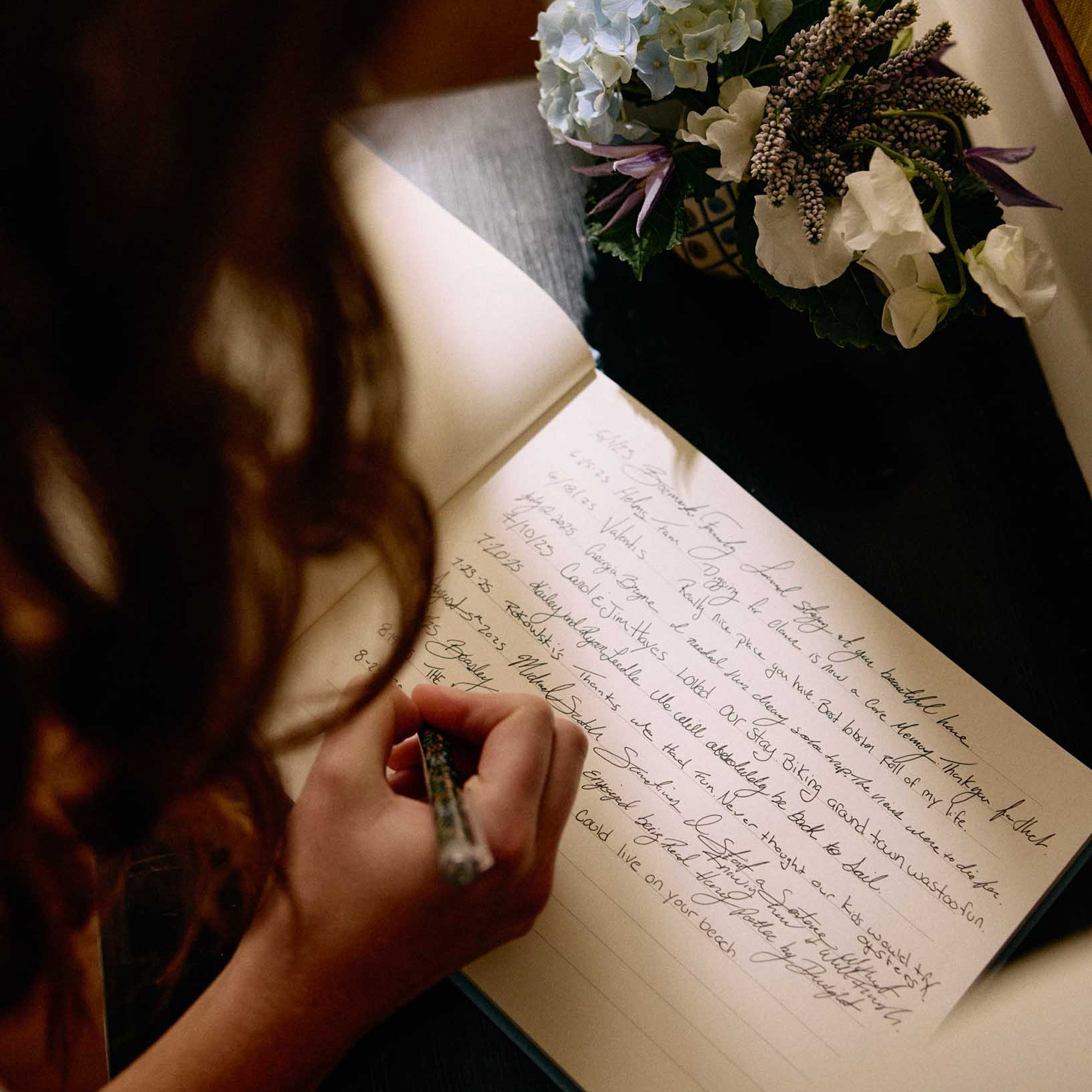 JGB003 - Hydrangea Embroidered Fabric Guest Book