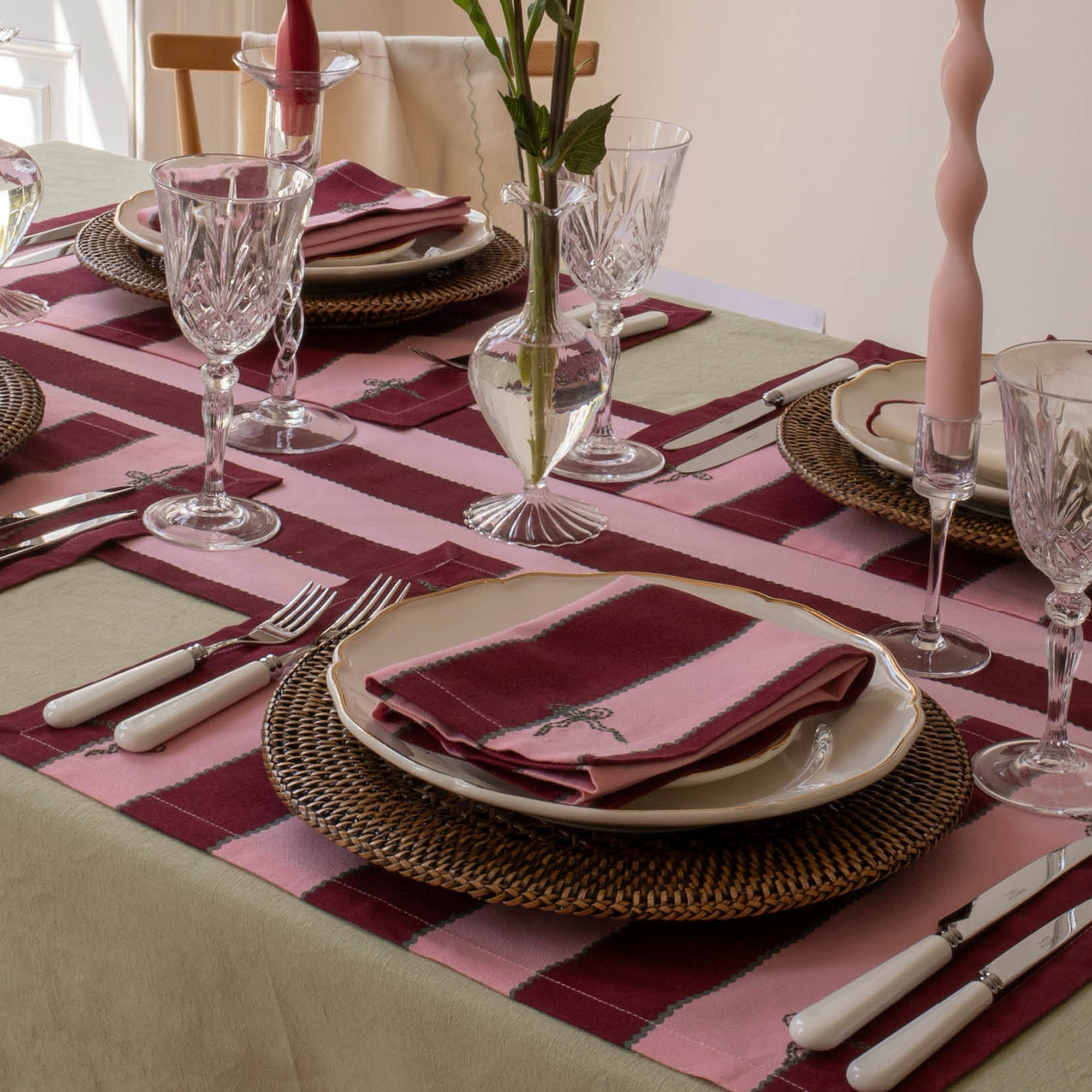 XPMBST - Burgandy Stripe Place Mats Set Of 2