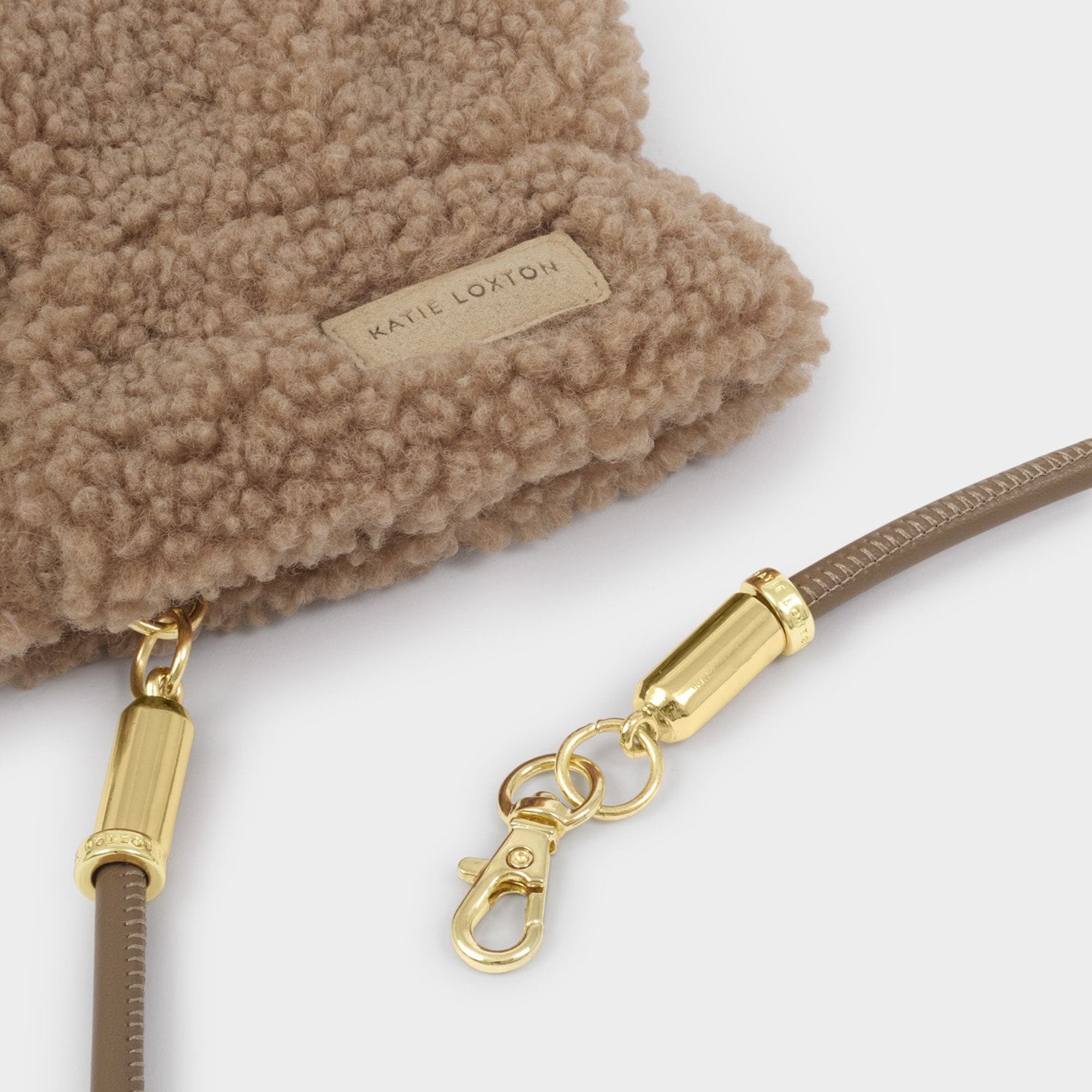KLS882 - Faux Fur Mittens with Cord in Chocolate