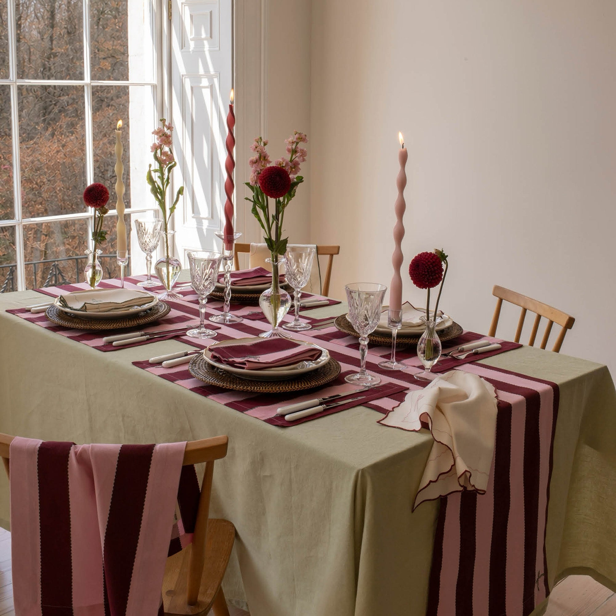 XNABST2 - Burgundy Stripe Printed Napkins Set Of 2
