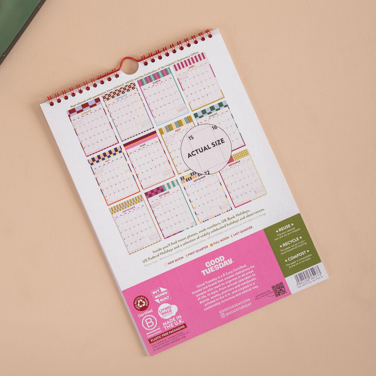 Calendar-CAL-A4-CHS-M - Checks & Stripes A4 2027 Calendar-Good Tuesday