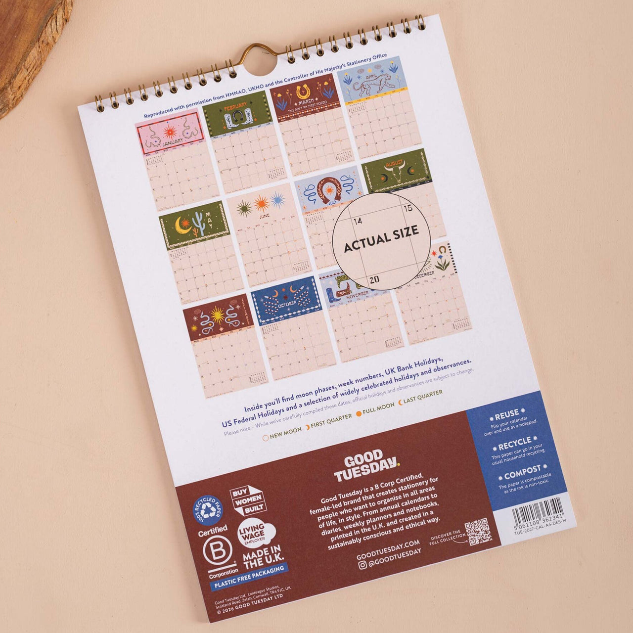 Calendar-CAL-A4-DES-M - 2027 Desert Dreams A4 Calendar-Good Tuesday