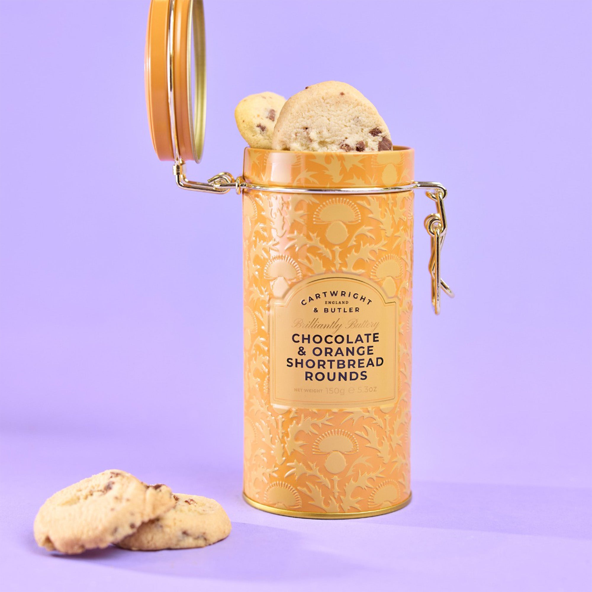 4715 - Chocolate & Orange Shortbread Rounds in Tin