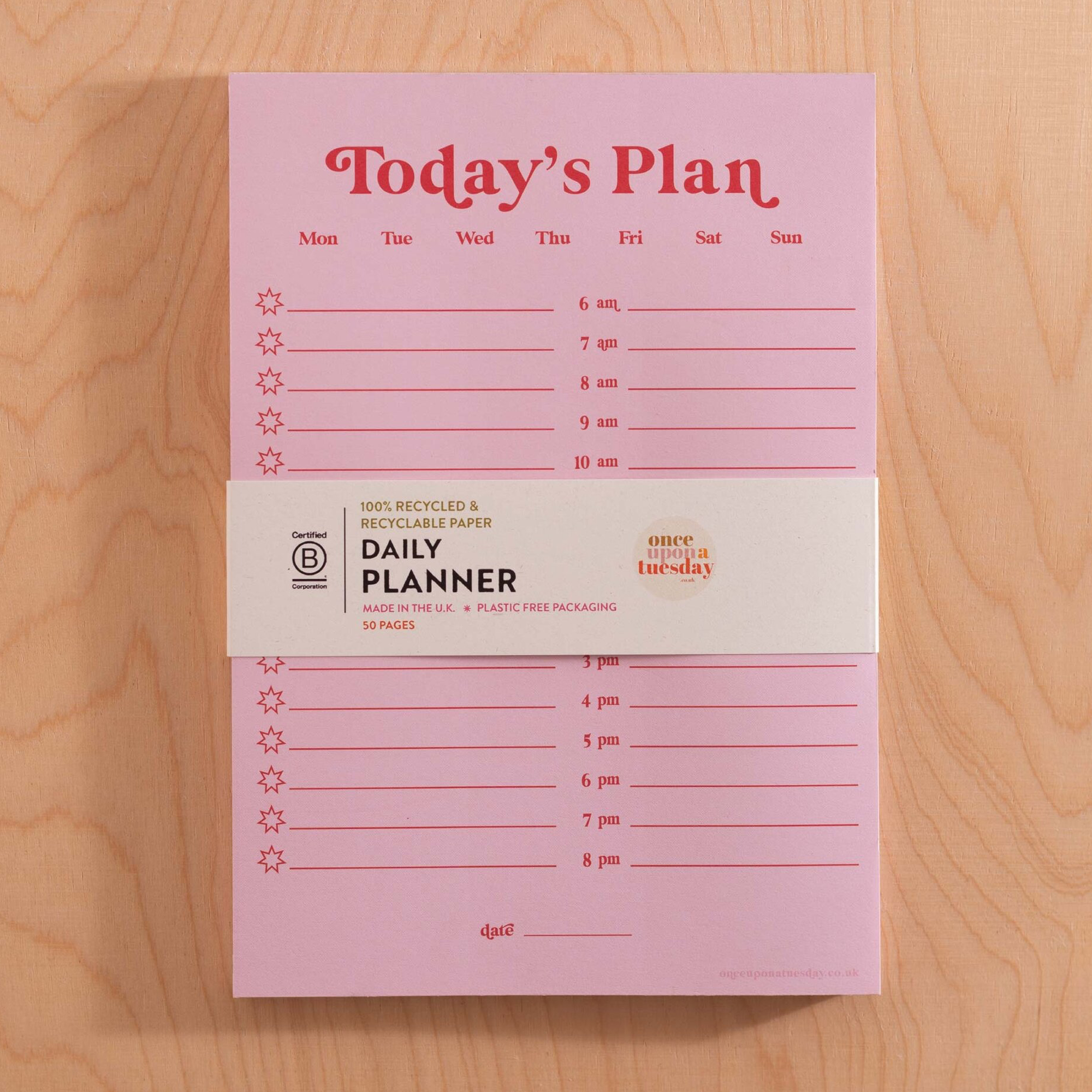 Planner-PAD-DLY-PNR-A5 - Pink & Red Daily Planner Pad-Good Tuesday
