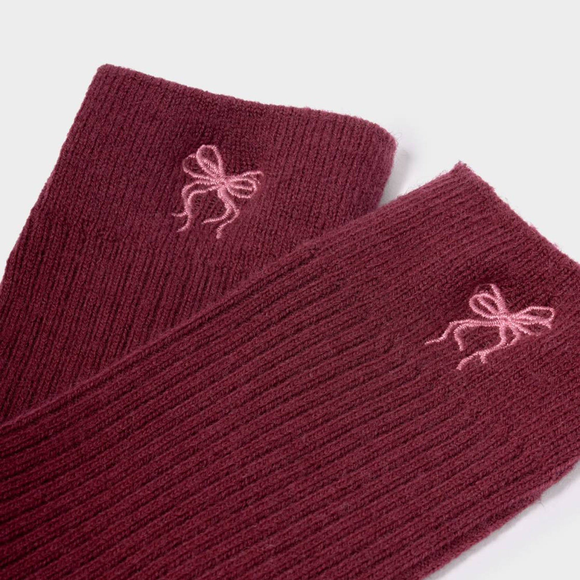 KLS815 - Ribbed Cherry Bow Socks in Gift Box