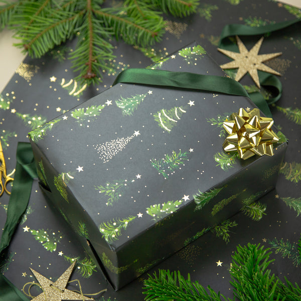 FCWP004 - Evergreen Foiled Wrapping Paper Sheet