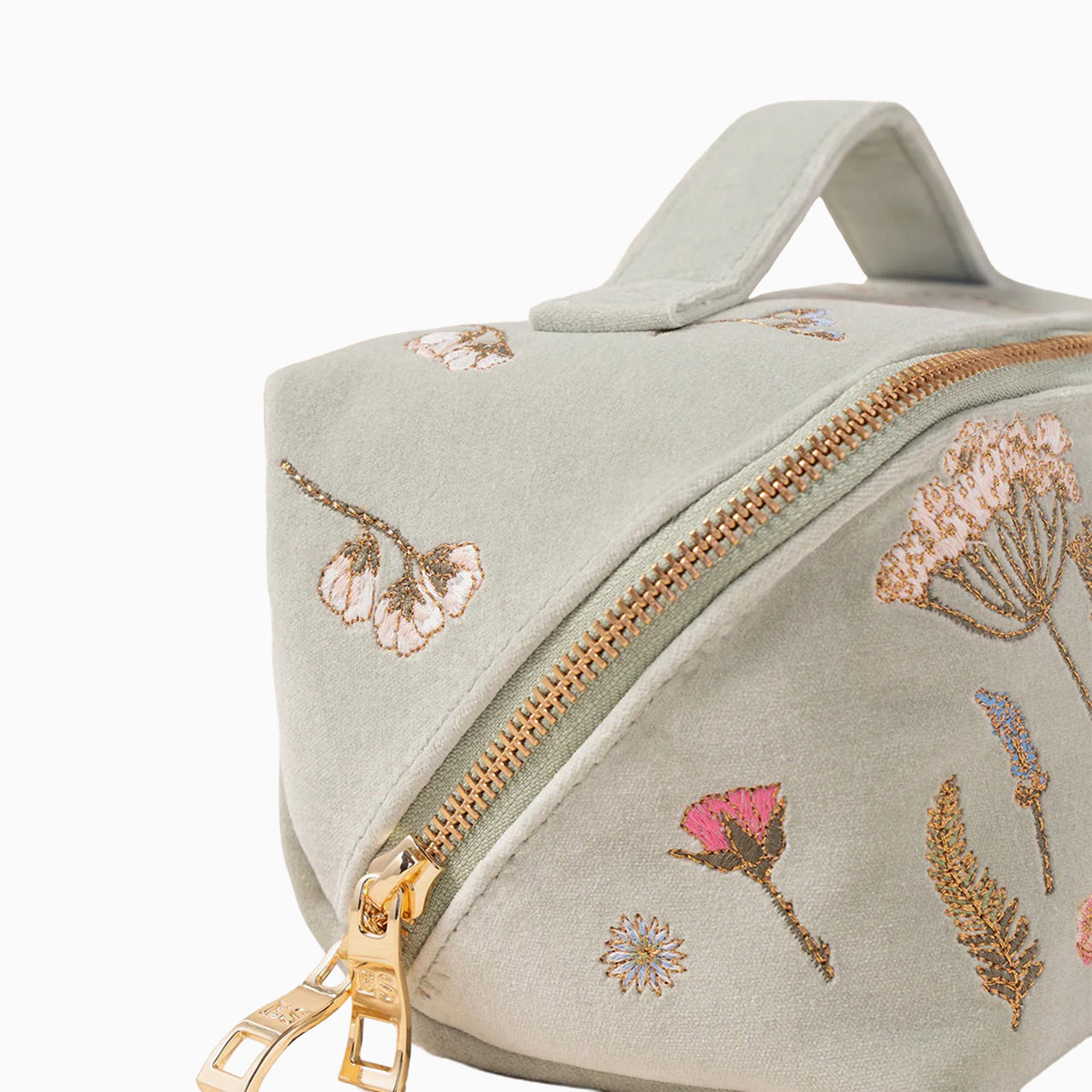 Makeup Bag-97991 - Pressed Flowers Sage Open Flat Makeup Bag-Elizabeth Scarlett