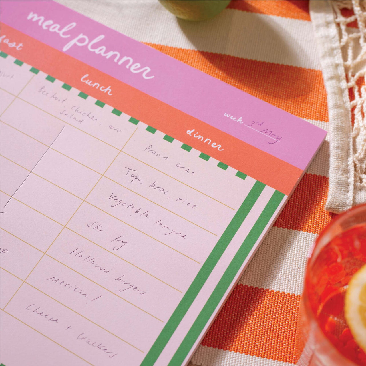 Planner-PAD-MEAL-CST-A4 - Cabana Stripe Week Meal Planner-Good Tuesday