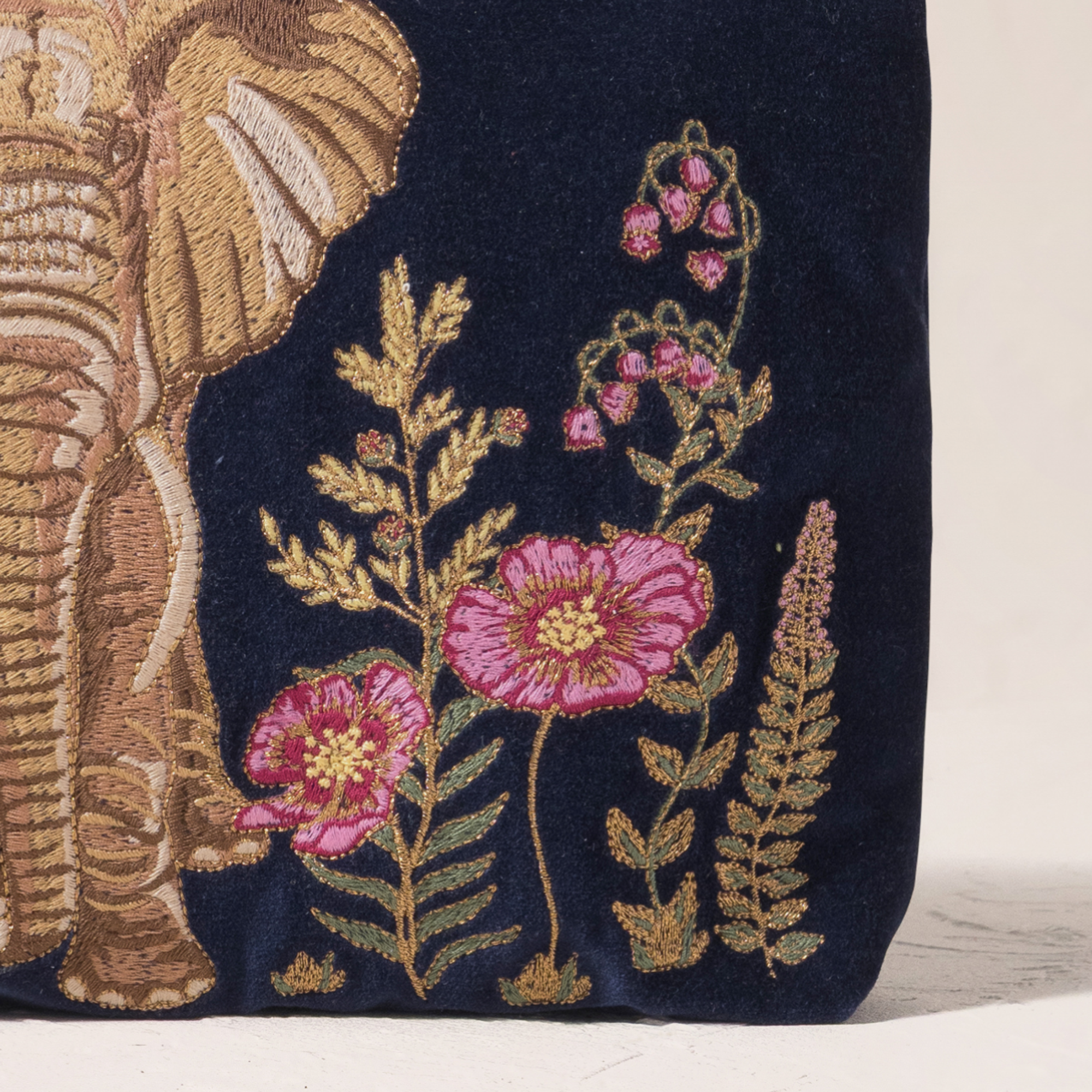 18337 - Botanical Elephant Velvet Everyday Pouch