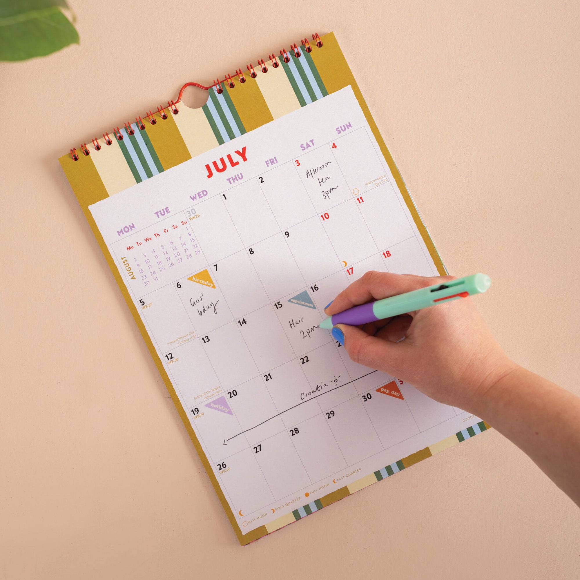 Calendar-CAL-A4-CHS-M - Checks & Stripes A4 2027 Calendar-Good Tuesday