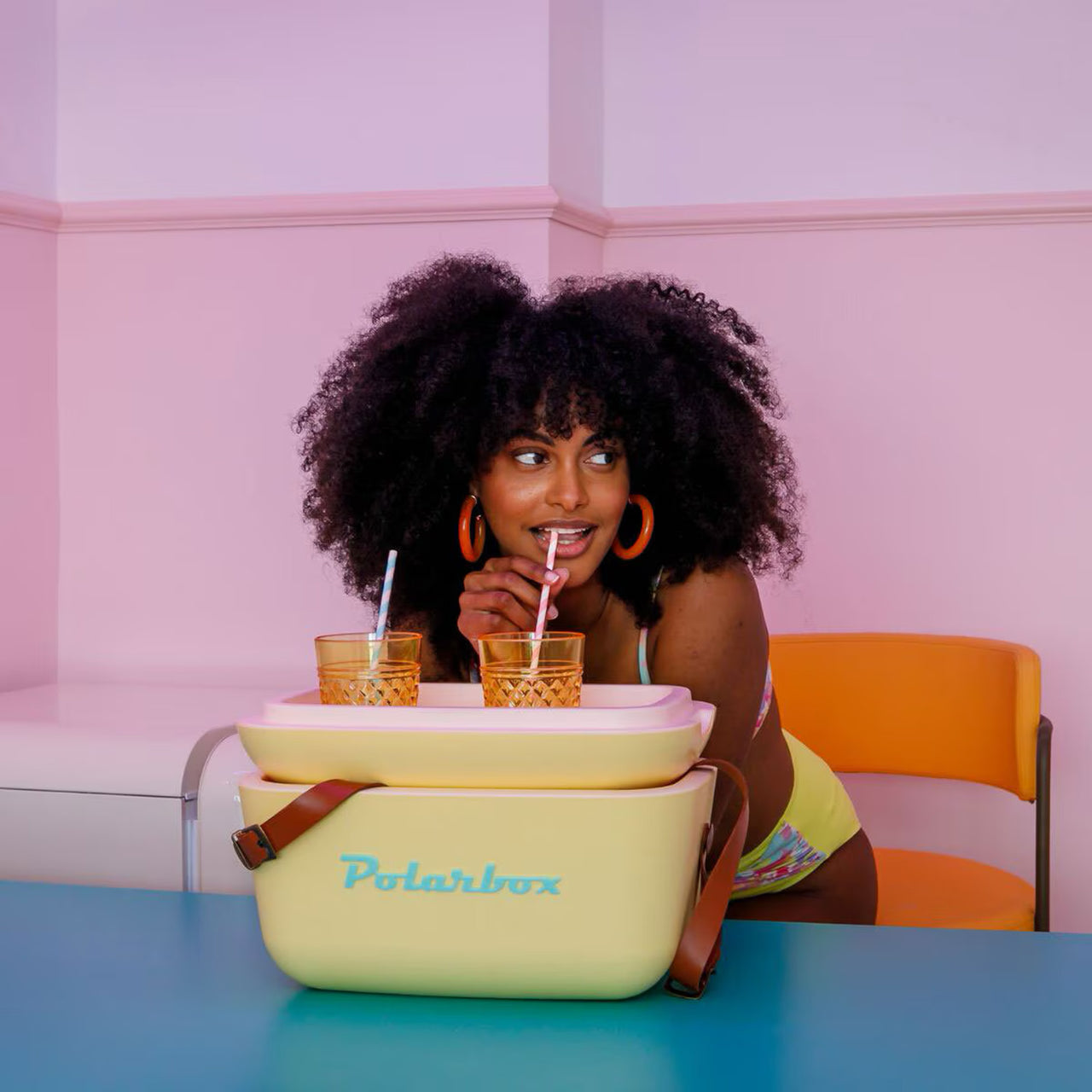 PLB12/A/VPOP - 12L Retro Coolbox Yellow Cyan Pop