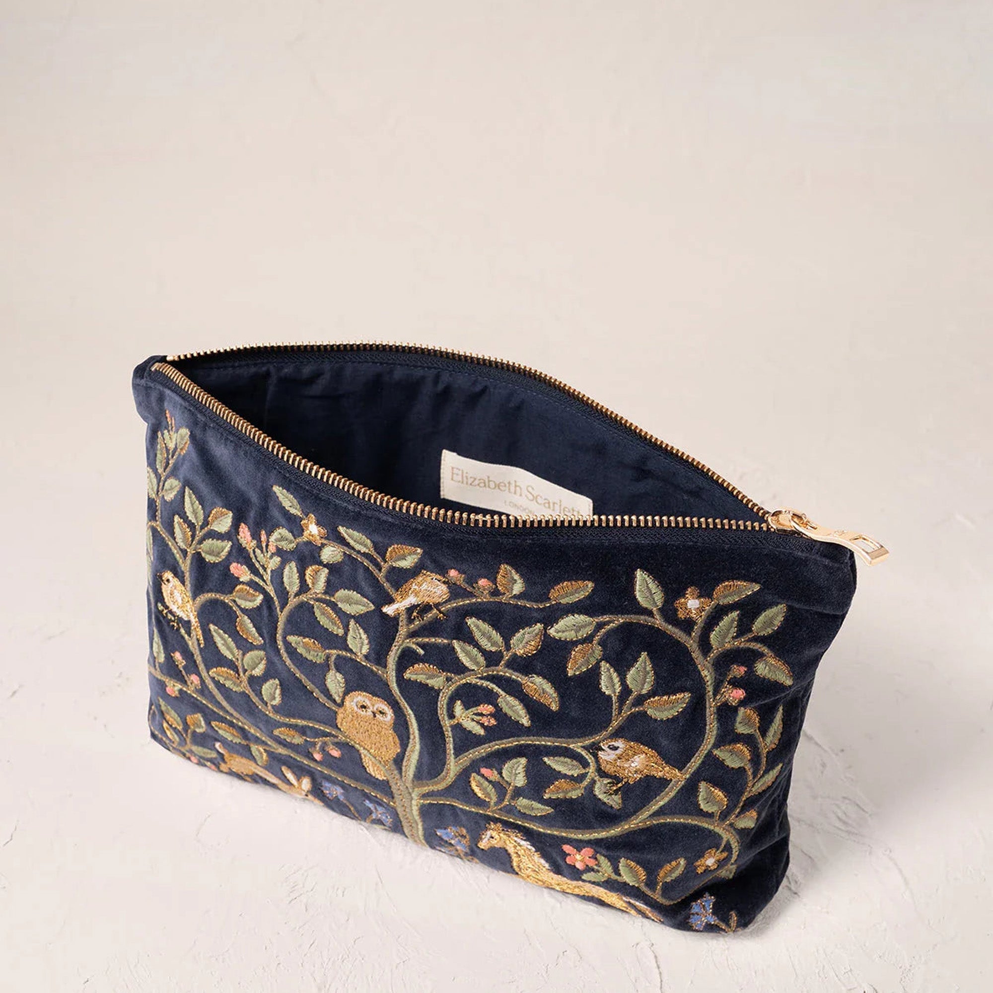 11581 - Tree of Life Velvet Everyday Pouch Indigo