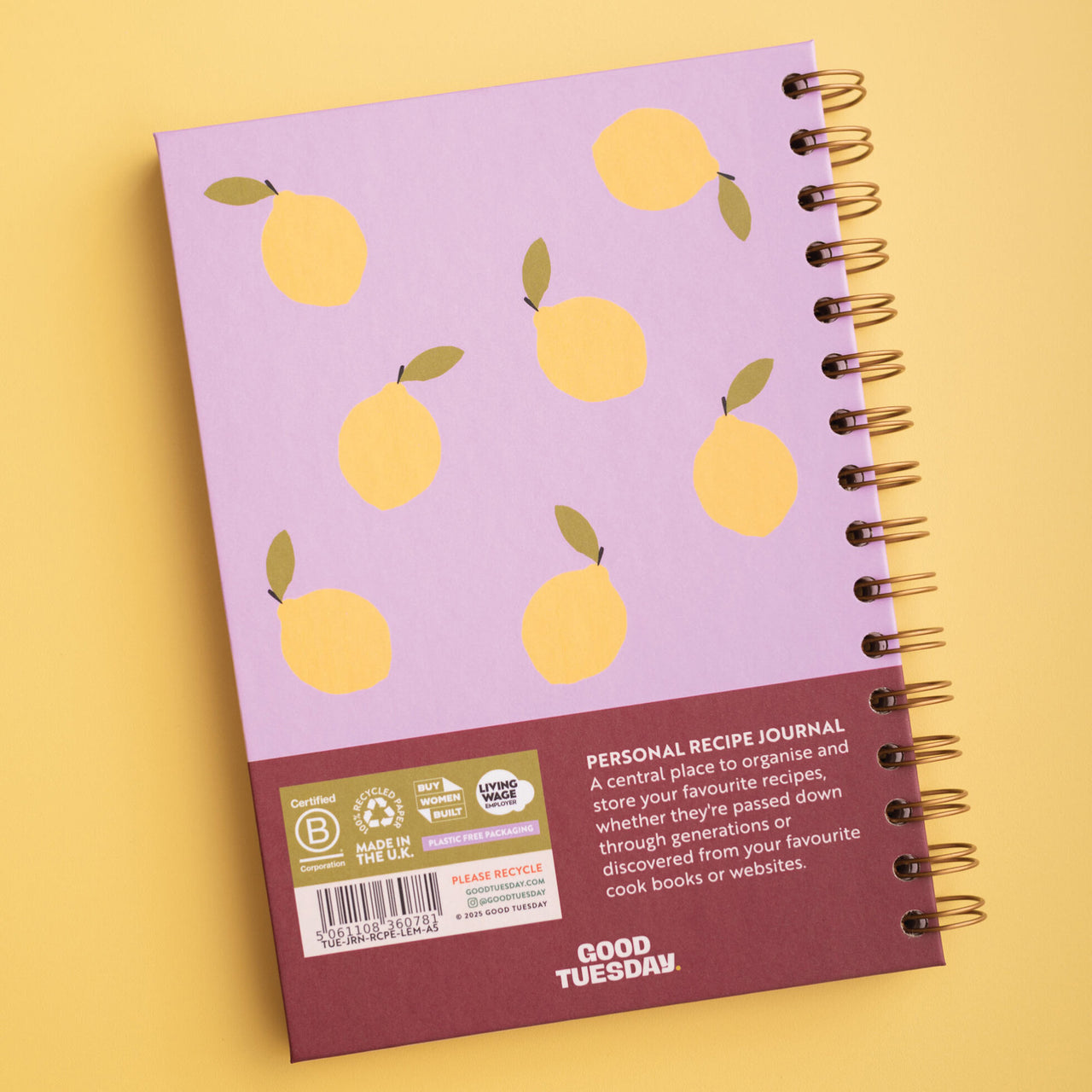 Journal-JRN-RCPE-LEM-A5 - Lemon Zest Recipe Journal-Good Tuesday