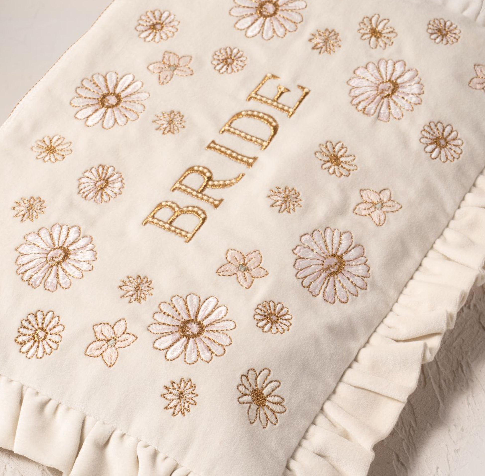Pouch-16449 - Daisy Dream Bride Velvet Frill Pouch-Elizabeth Scarlett