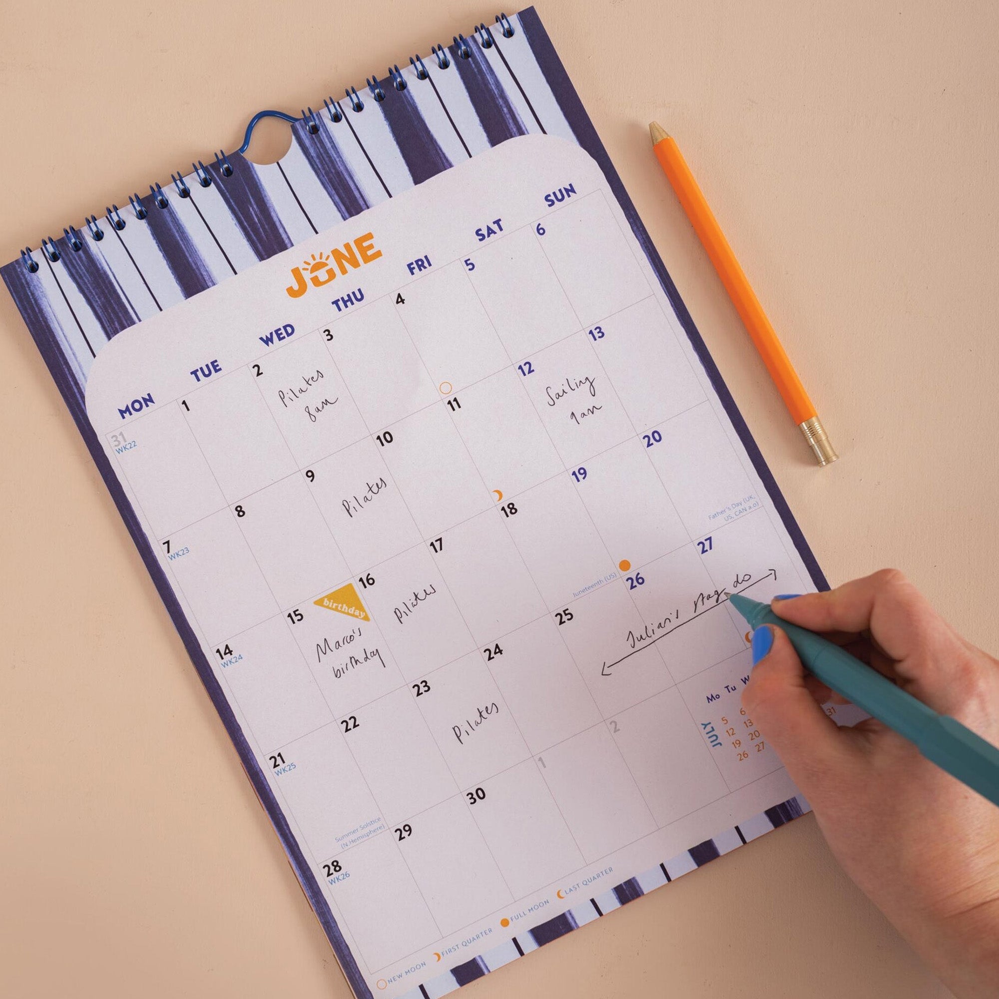 Calendar-CAL-A4-COA-M - Coastal Stripe A4 2027 Calendar-Good Tuesday