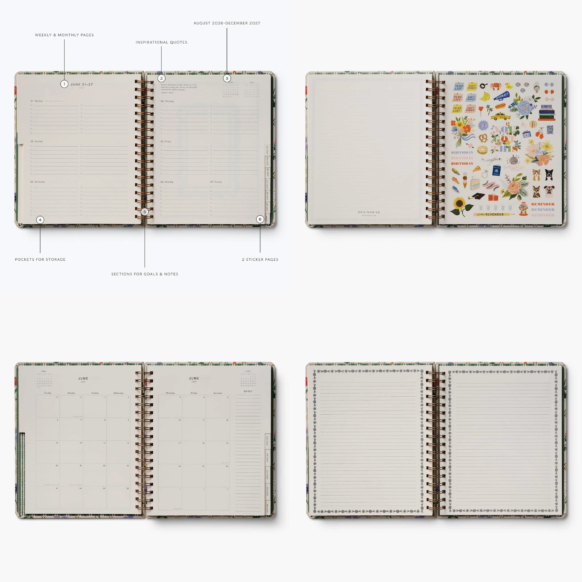 PLS021 - 2027 Garden Study 17 Month Academic Hardcover Spiral Planner